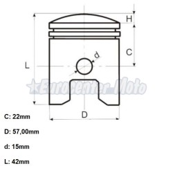 Pistón WM Piaggio Fly 125 y varias. D.57mm