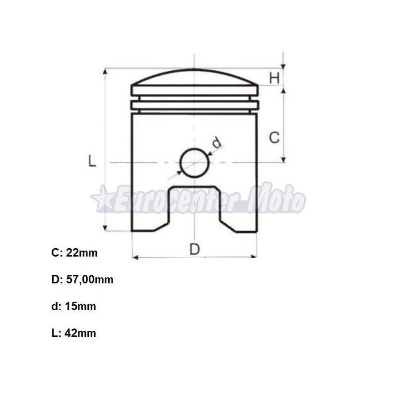Pistón WM Piaggio Fly 125 y varias. D.57mm