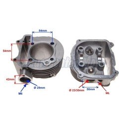 Kit cilindro y culata motores Kymco 150 4T de aire antiguos y GY6 152QMI. D 57,4mm