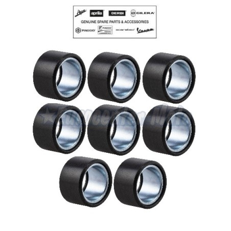 Juego 8 rodillos variador Original Piaggio Beverly, MP3 y X10 350. (25x16-16Gr)