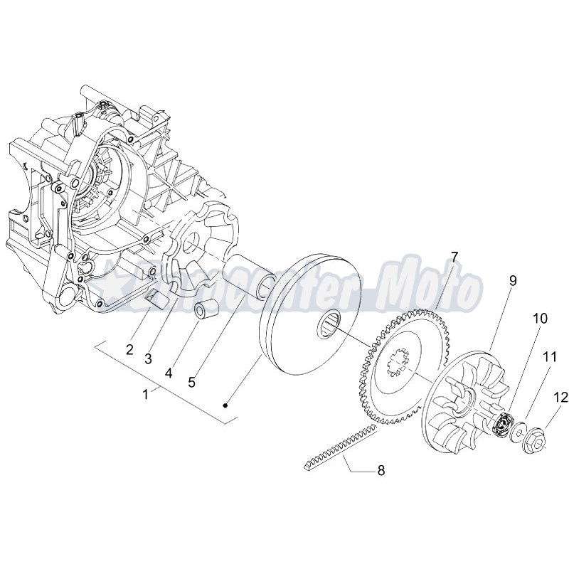 Semipolea fija variador Original motores Piaggio 50 2T/4T