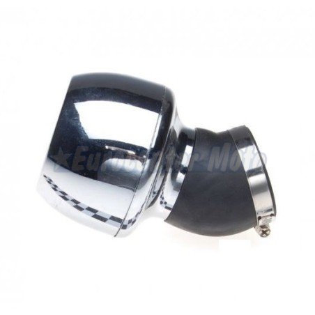 Filtro de potencia cromado. Entrada 48mm. Codo a 45º