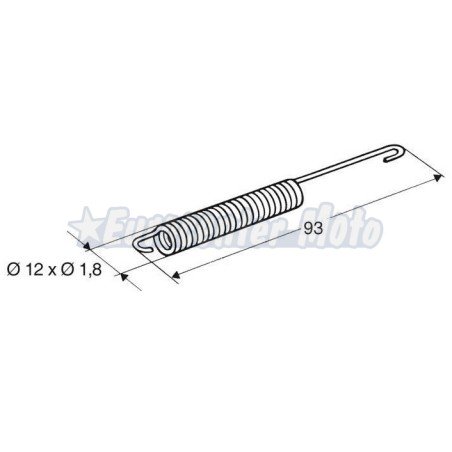 Muelle caballete lateral. Largo de 93mm