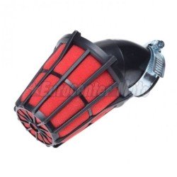 Filtro aire de espuma Racing Rojo tipo Malossi. Entrada 38mm. Codo 45º