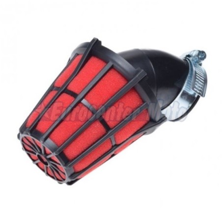 Filtro aire de espuma Racing Rojo tipo Malossi. Entrada 38mm. Codo 45º