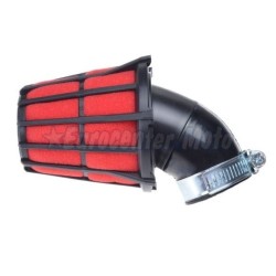 Filtro aire de espuma Racing Rojo tipo Malossi. Entrada 38mm. Codo 45º