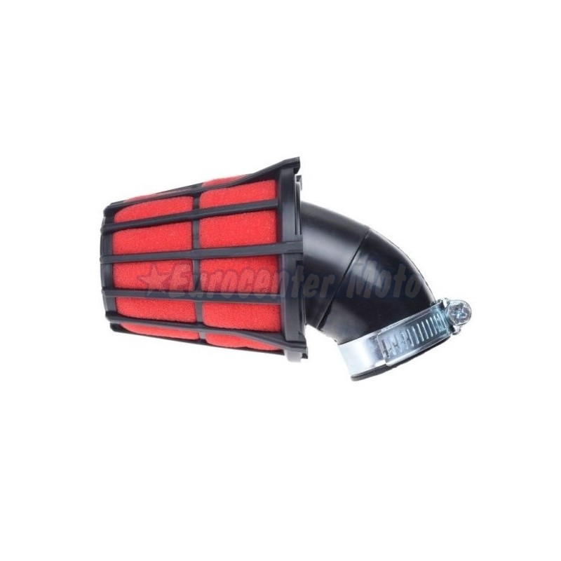 Filtro aire de espuma Racing Rojo tipo Malossi. Entrada 38mm. Codo 45º