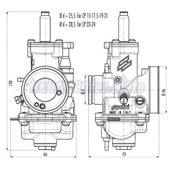Carburador Polini Racing CP 21 universal 2T (starter manual cable)