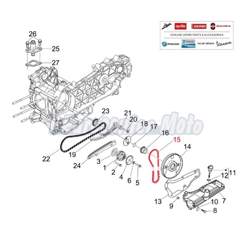 Cadena bomba aceite Original motores Piaggio 125/250/300 varios modelos