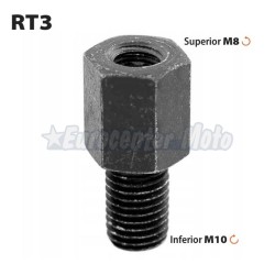 Variador de rosca para espejo. Hembra M8/125 (rosca izquierda) a Macho M10/125 (rosca derecha) /
