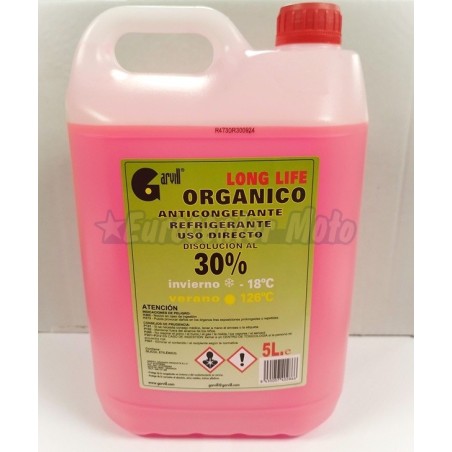 Anticongelante orgánico Garvill 30%. 5L (Rosa o verde)