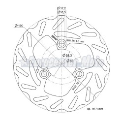 Disco de freno Polini Yamaha Aerox, Bw´s...Diámetro 190mm