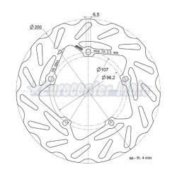 Disco de freno Polini Piaggio Zip, Vespa LX, ET2...Diámetro 200mm
