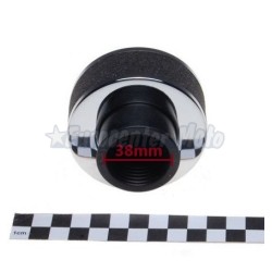 Filtro de aire universal de espuma con tapa cromada a 38mm