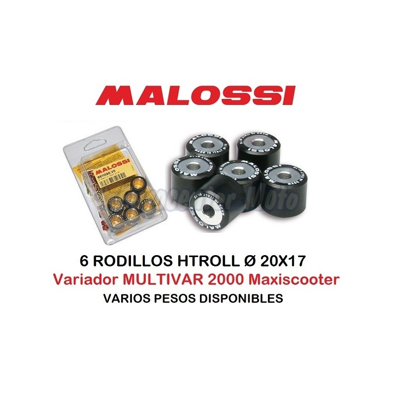 Rodillos variador Malossi 20x17 (Varios pesos). 6 unidades.