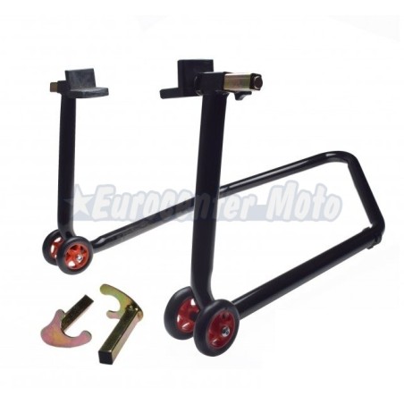 Caballete trasero universal motocicleta con basculante convencional.
